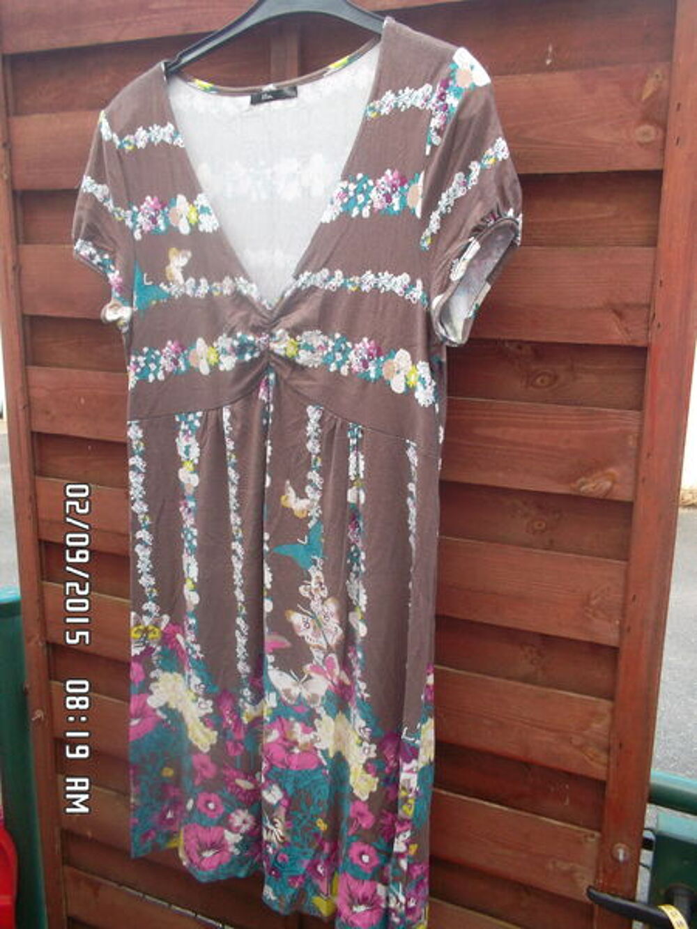 ROBE MARRON A FLEURS MIM*JUSTE 3E*KIKI60230 Vêtements