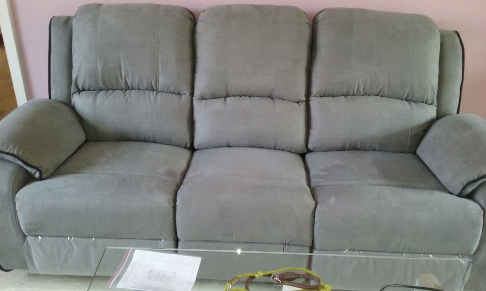 CANAPE 3 PLACES RELAX MICROFIBRES GRIS Meubles