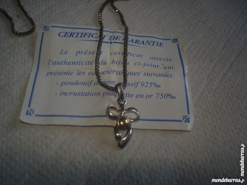 PENDENTIF ARGENT 925 AGREMENTEE OR 18 CARATS .. Bijoux et montres