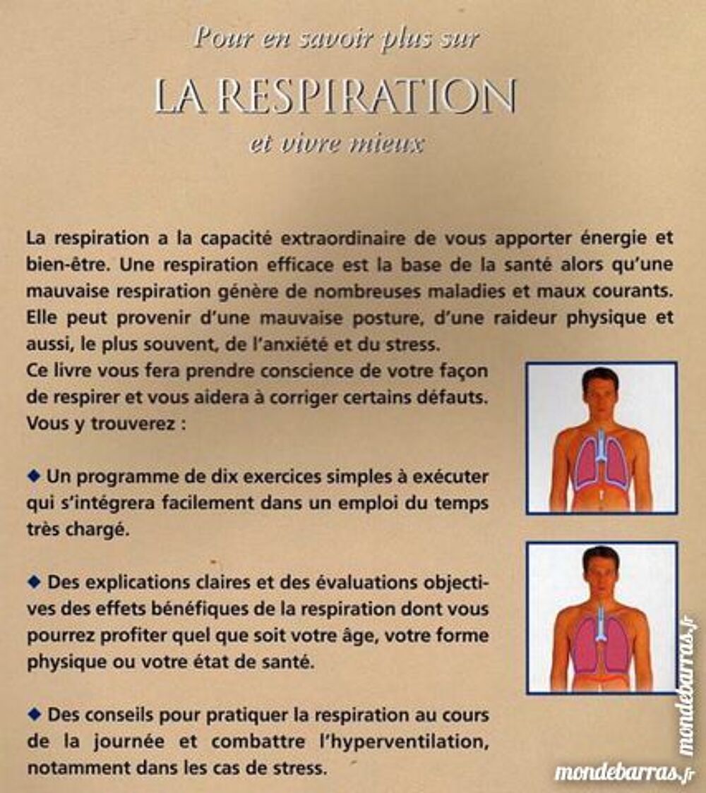 LA RESPIRATION - RELAXATION Livres et BD