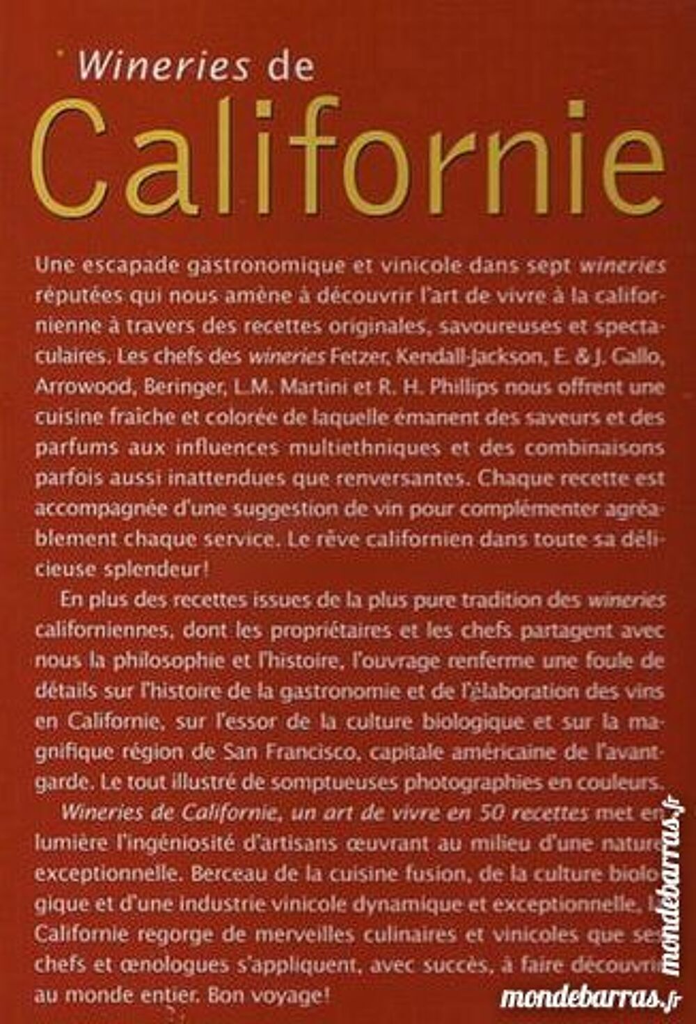 LA WINERIE DE CALIFORNIE - VIN Livres et BD