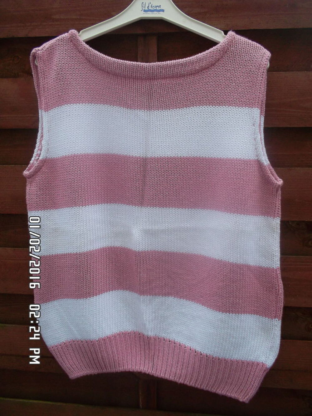 DEBARDEUR ROSE ET BLANC*JUSTE 2E*KIKI60230 Vêtements