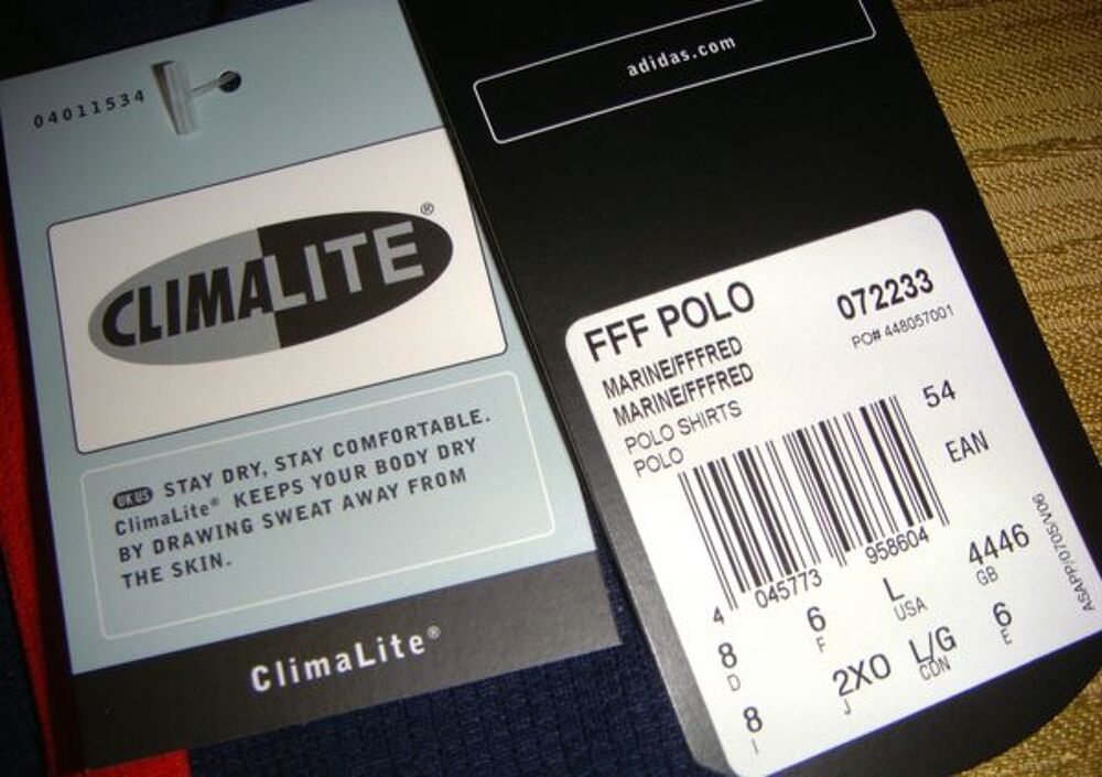 POLO FFF ADIDAS taille L &eacute;charpe et bracelet Sports
