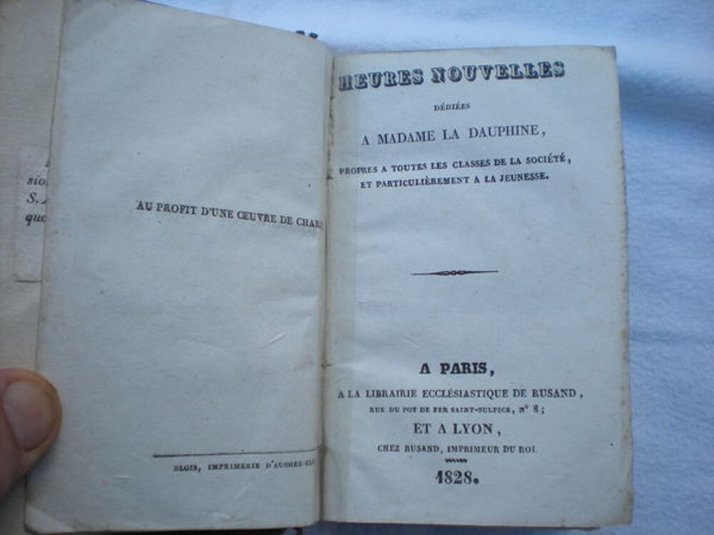 heures nouvelles d&eacute;di&eacute;es &agrave; madame la dauphine de1828 Livres et BD