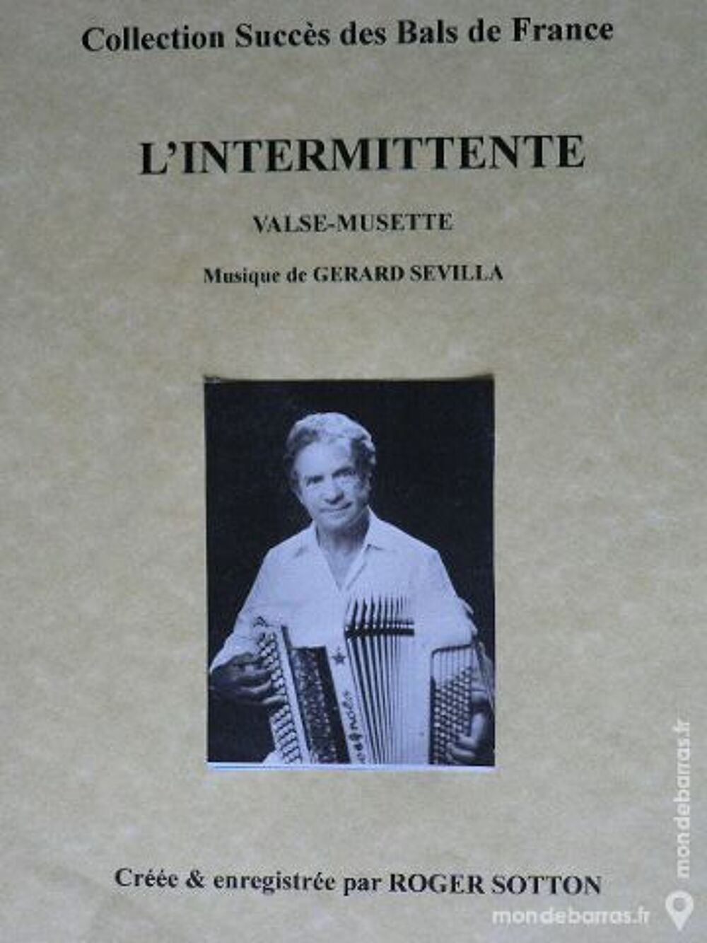 Accord&eacute;on: L' INTERMITTENTE cr&eacute;ation ROGER SOTTON Instruments de musique