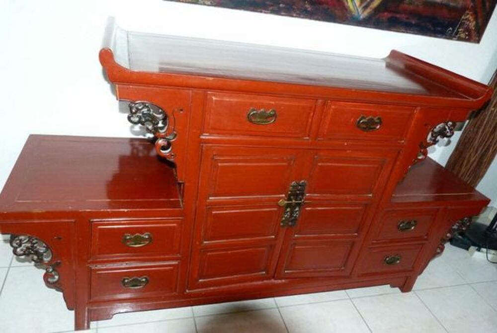 Buffet chinois bois laqu&eacute; rouge Meubles