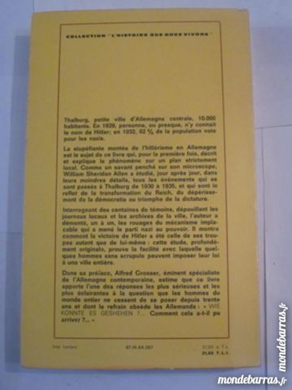 UNE PETITE VILLE NAZIE par WILLIAM SHERIDAN ALLEN Livres et BD