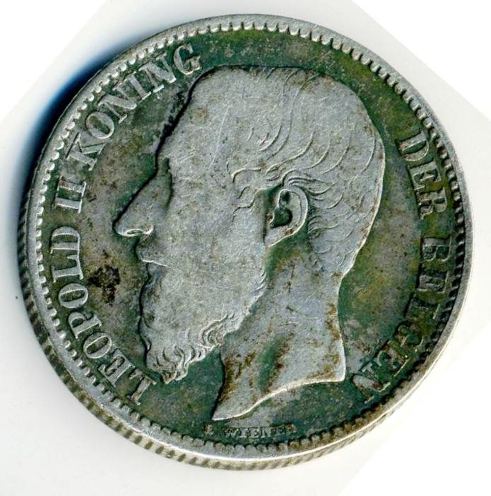Numismatique belgique pi&egrave;ce belge 2F 1887 l&eacute;opold2 