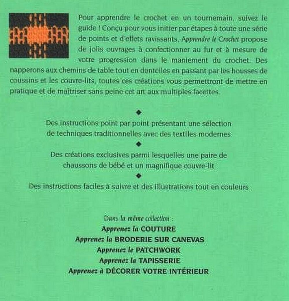 APPRENEZ LE CROCHET - COUTURE / prixportcompris Livres et BD