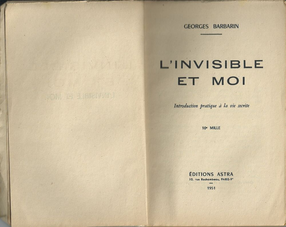 livre , l&acute;invisible et moi G,Barbarin 1951 Livres et BD