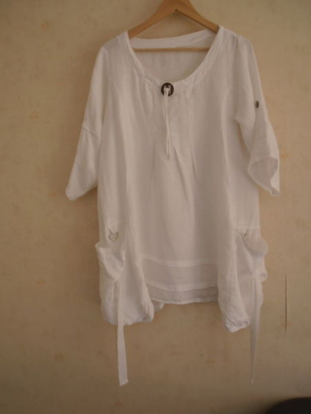 Tunique en lin blanche Vtements