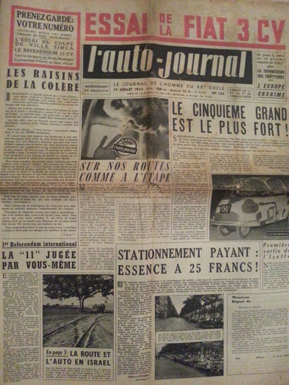 auto journal fiat 600 15 juillet 1955 