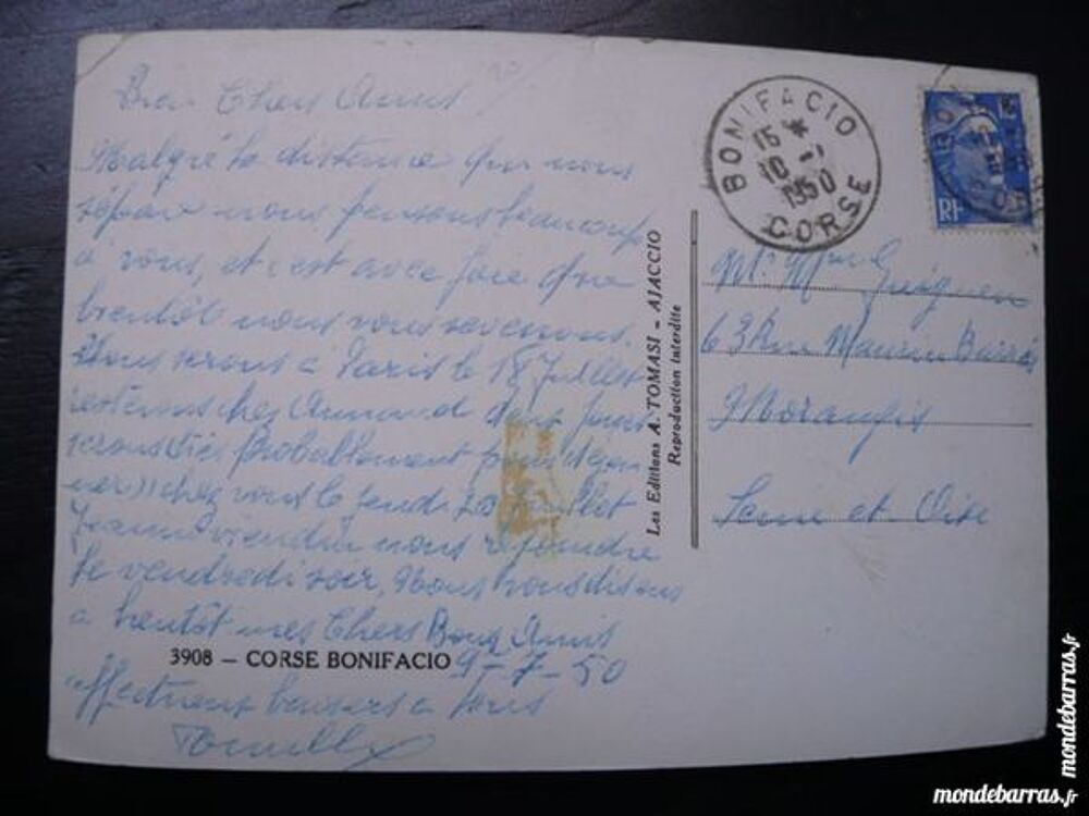 Carte postale ancienne Corse Bonifacio 1950 