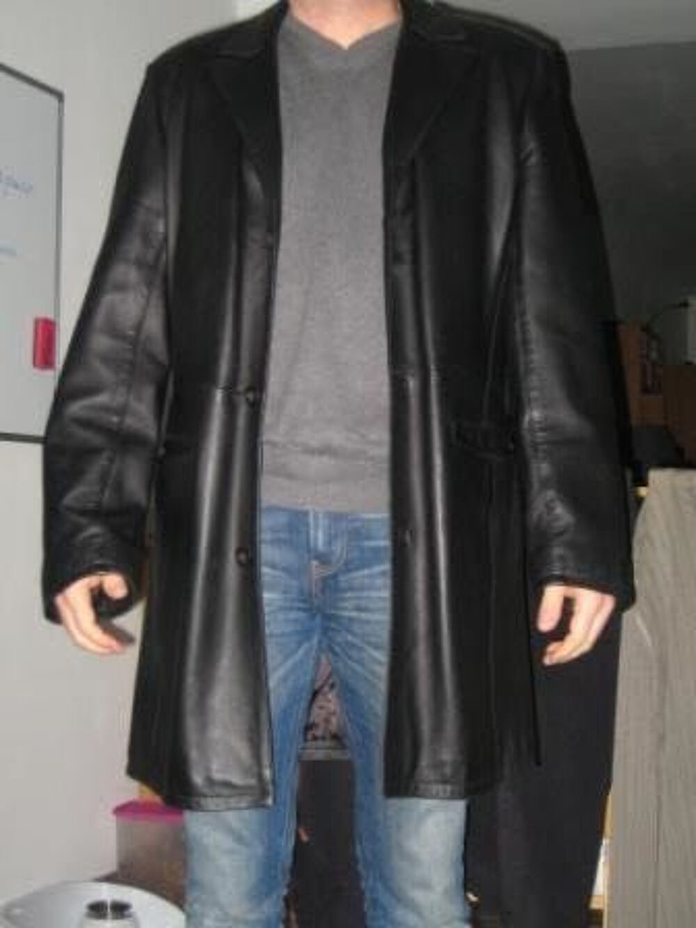 veste 3/4 cuir noir homme Vêtements