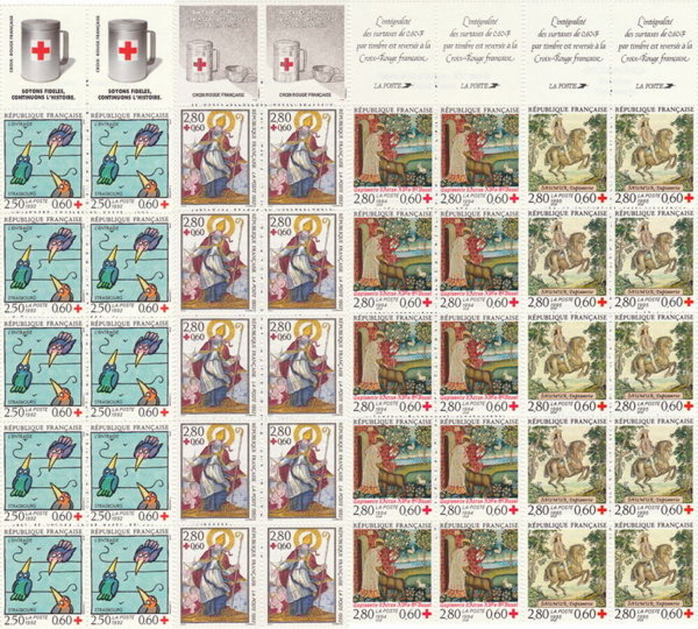Timbres France NEUF Carnet CROIX ROUGE 1992 &agrave; 1995
