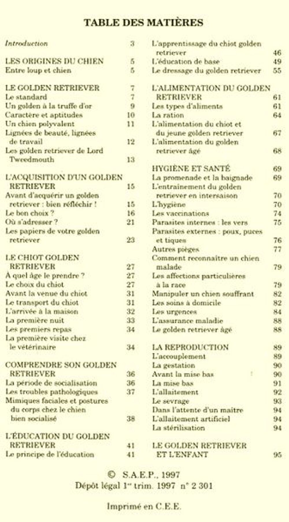 LE GOLDEN RETRIEVER / prixportcompris Livres et BD