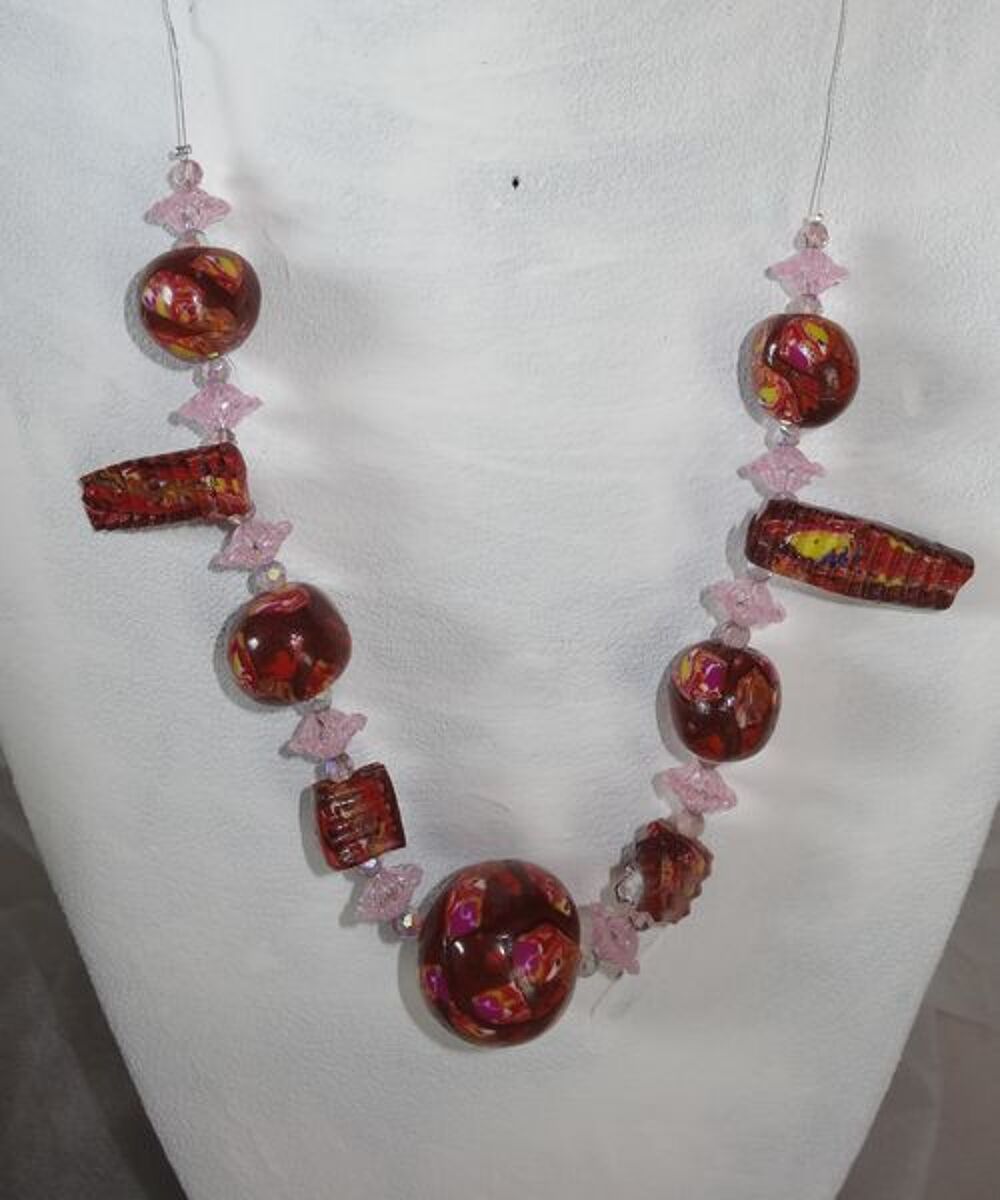 Collier perles en p&acirc;te fimo marron Bijoux et montres