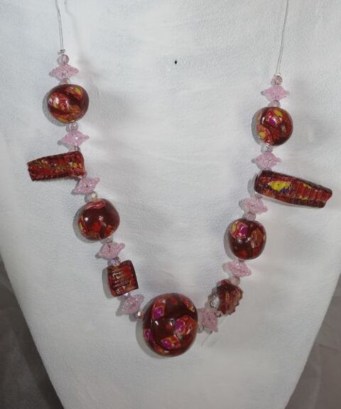 Collier perles en pte fimo marron 20 Labastide-Monrjeau (64)
