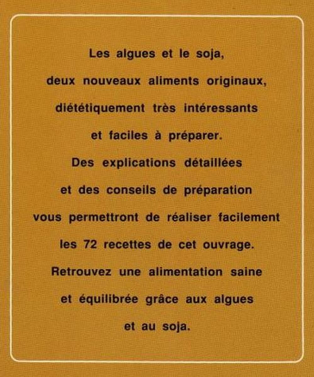 ALGUES ET LE SOJA EN CUISINE / prixportcompris Livres et BD