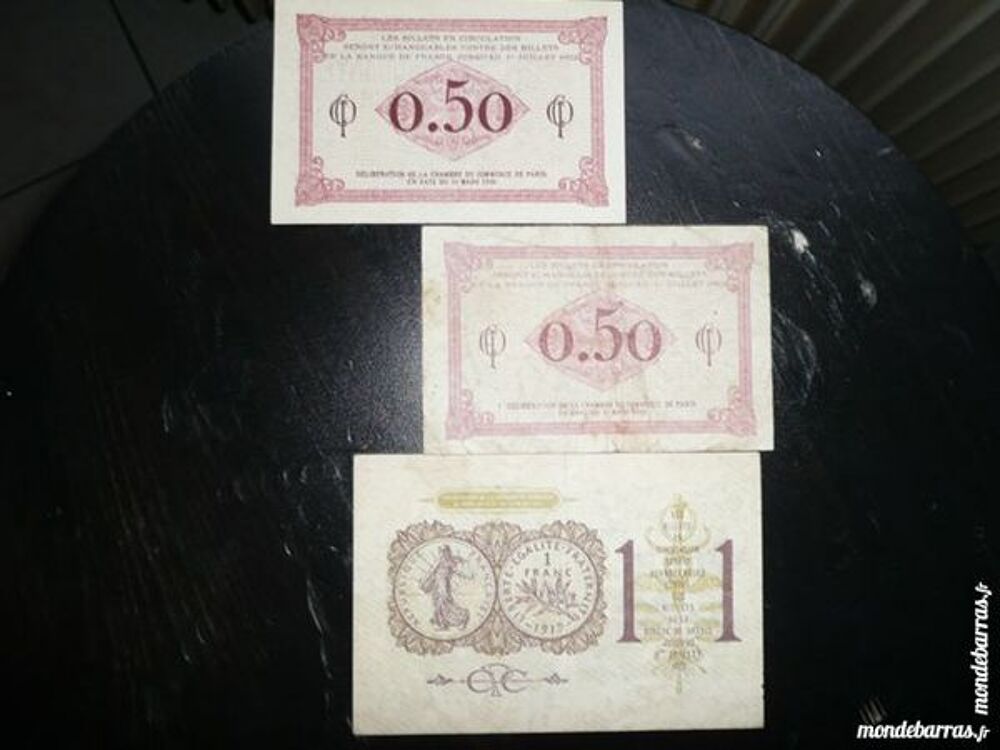 Lot de 3 billets chambre de commerce de PARIS 