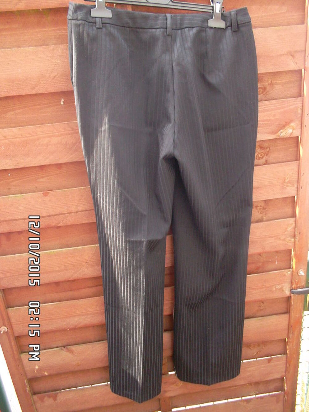 PANTALON NOIR A RAYURES T.40*JUSTE 3E*KIKI60230 Vêtements