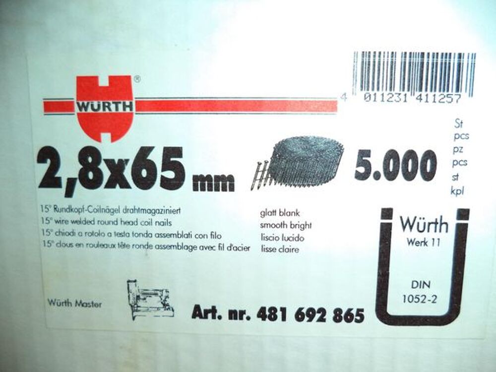 17000 clous wurth pour charpente Bricolage