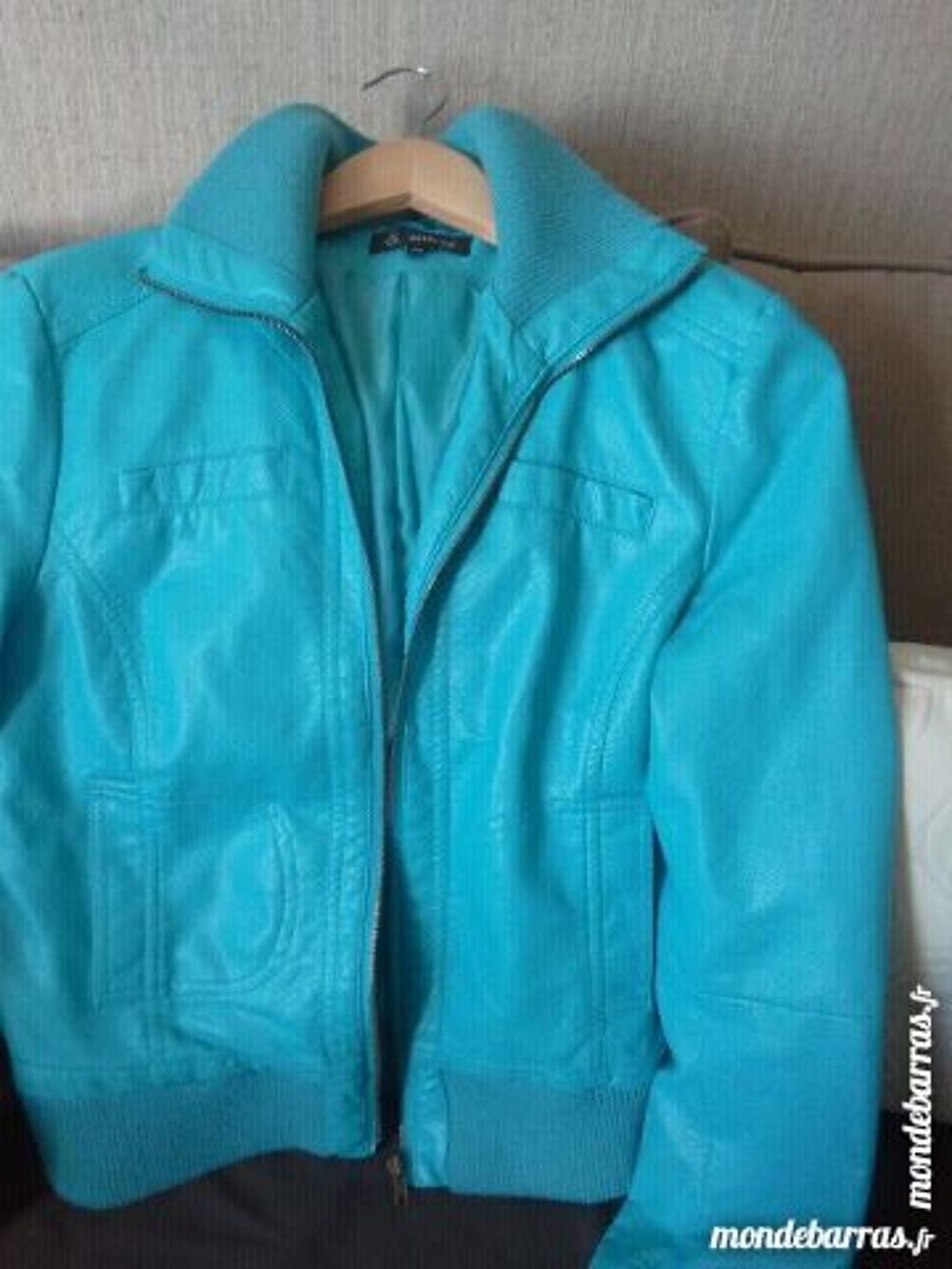 Blouson simili cuir bleu Vêtements