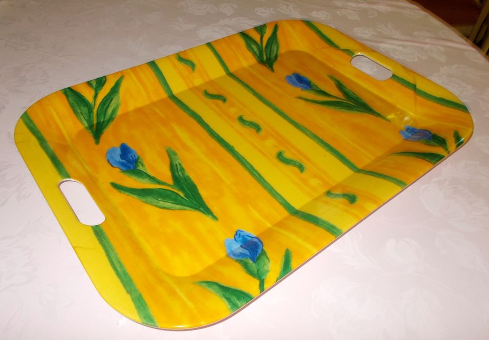 Grand plateau jaune longueur 60cm largeur : 43cm Décoration