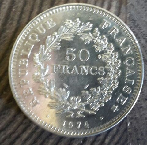 Pice en argent 50 francs HERCULES 1974 20 Allouville-Bellefosse (76)