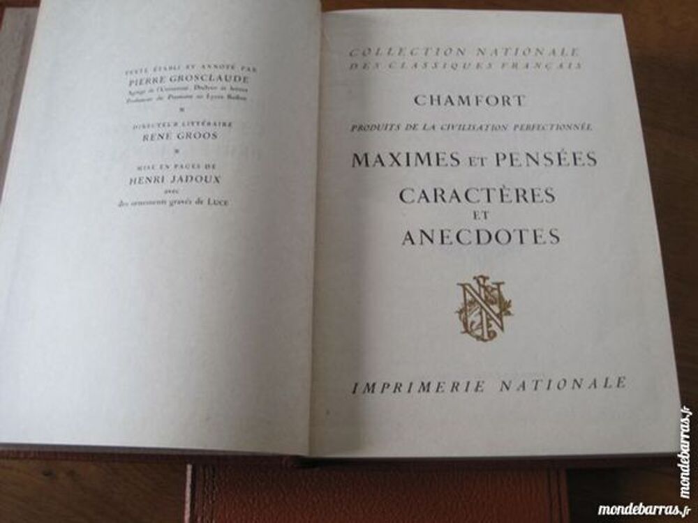 livres CHAMFORT Livres et BD