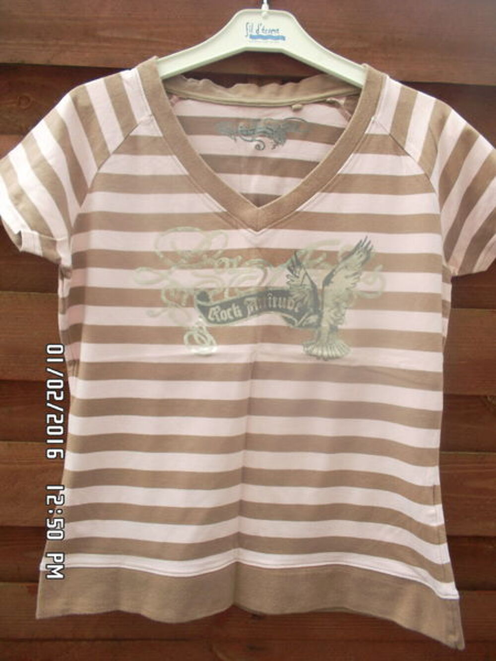 TEE SHIRT ROSE ET MARRON*JUSTE 2E*KIKI60230 Vêtements
