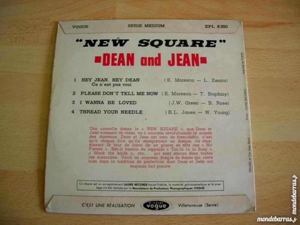 EP 45 TOURS DEAN and JEAN Hey Jean, Hey dean CD et vinyles