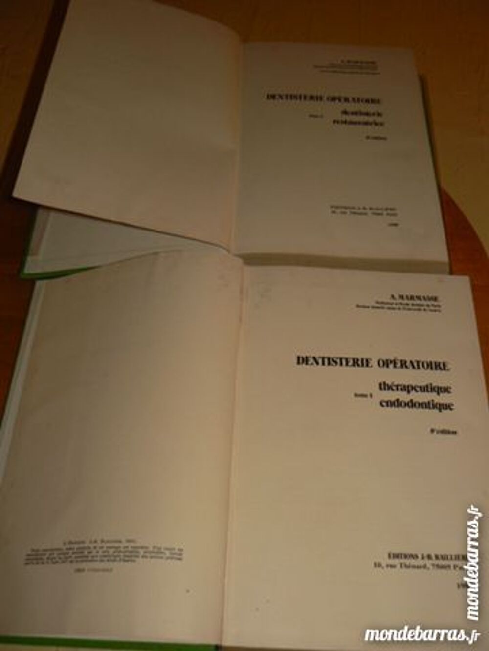 Dentisterie op&eacute;ratoire A Marnasse 1980 2 volumes Livres et BD