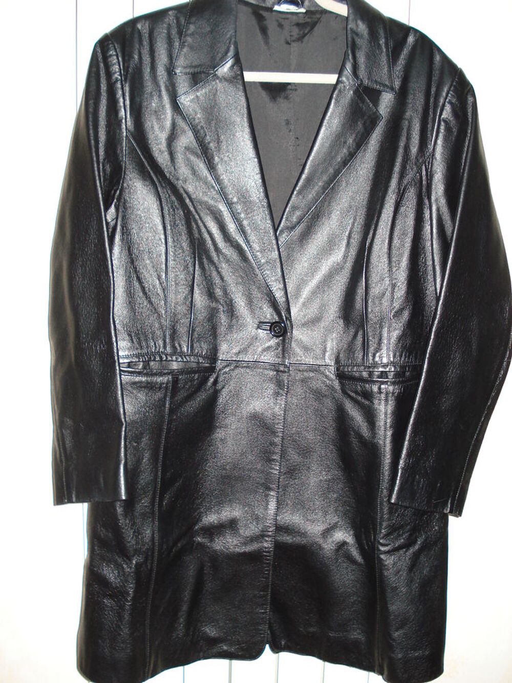 manteau en cuir noir Vêtements