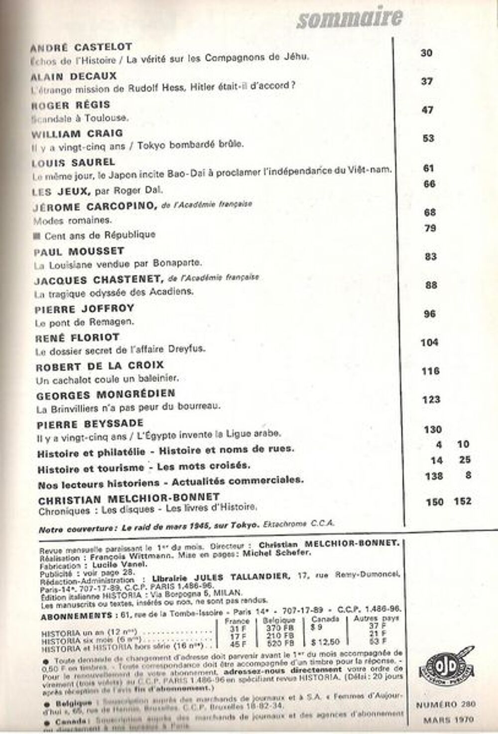 Revue magazine Historia n&deg; 280 (1970) Livres et BD