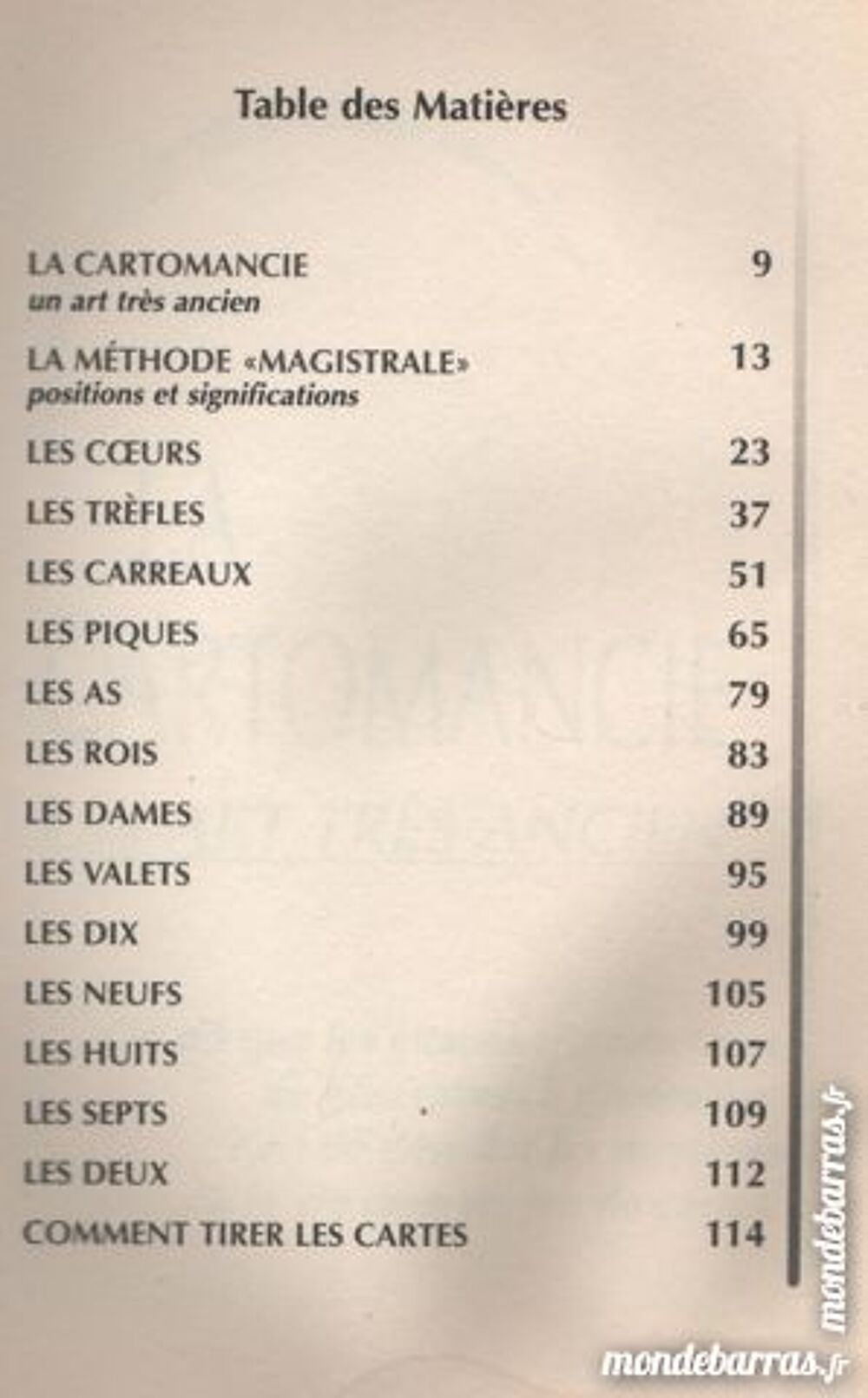 CARTOMANCIE + TAROTS / prixportcompris Livres et BD