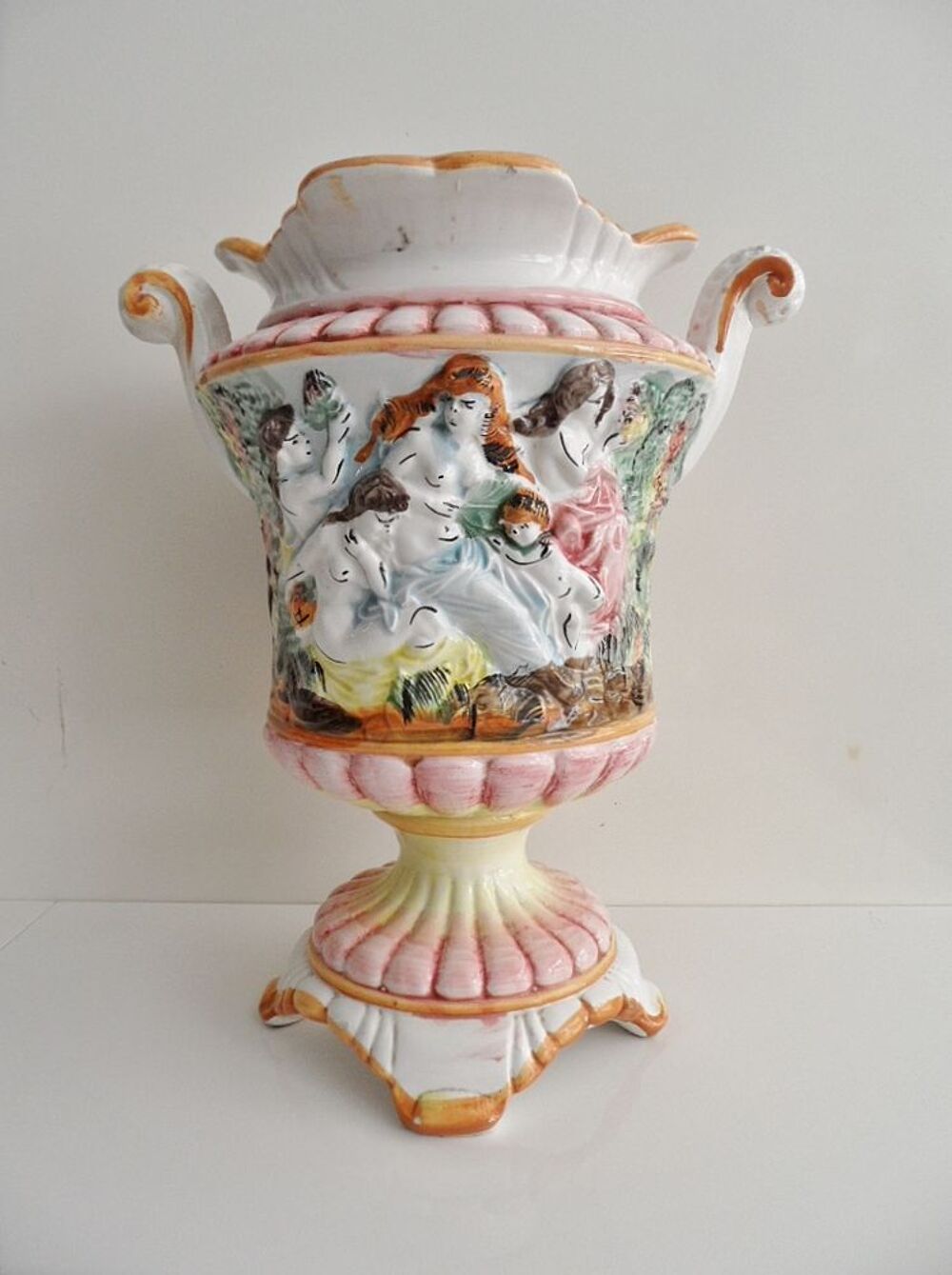 GROS VASE RETRO VINTAGE CAPODIMONTE ITALY ROCOCO tbe Décoration