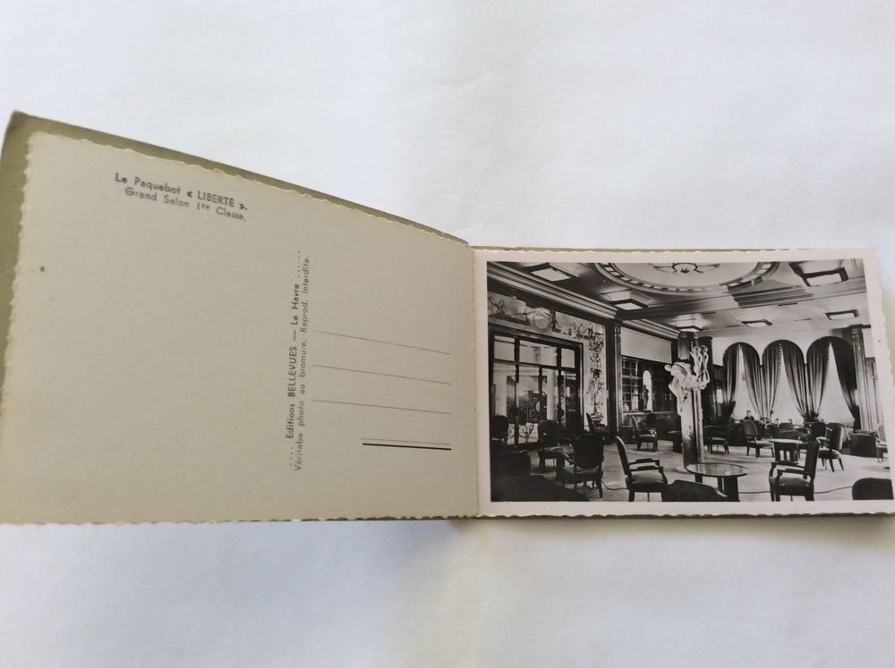 Carnet 10 photos int&eacute;rieur paquebot Libert&eacute; Bel &eacute;tat 