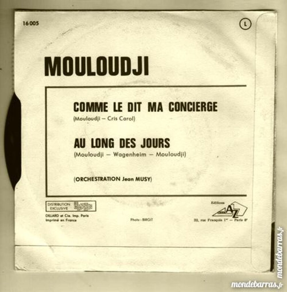 MOULOUDJI - 45 tours d&eacute;dicac&eacute; / prixportcompris CD et vinyles