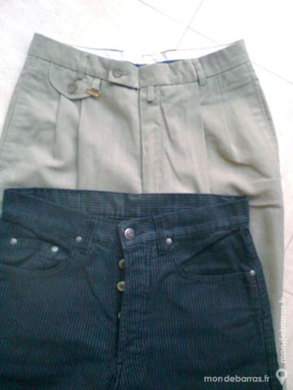 2 PANTALONS vert kaki ou ray&eacute; - 38 - zoe Vêtements