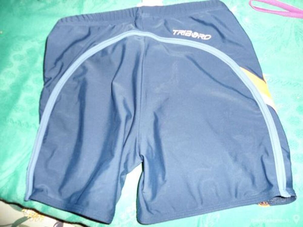 SHORTY DE BAIN &laquo;TRIBORD&raquo; BLEU rayure cot&eacute; Orange M Vêtements