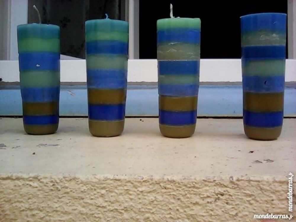 4 bougies cylindriques faites &laquo;maison&raquo;, Décoration
