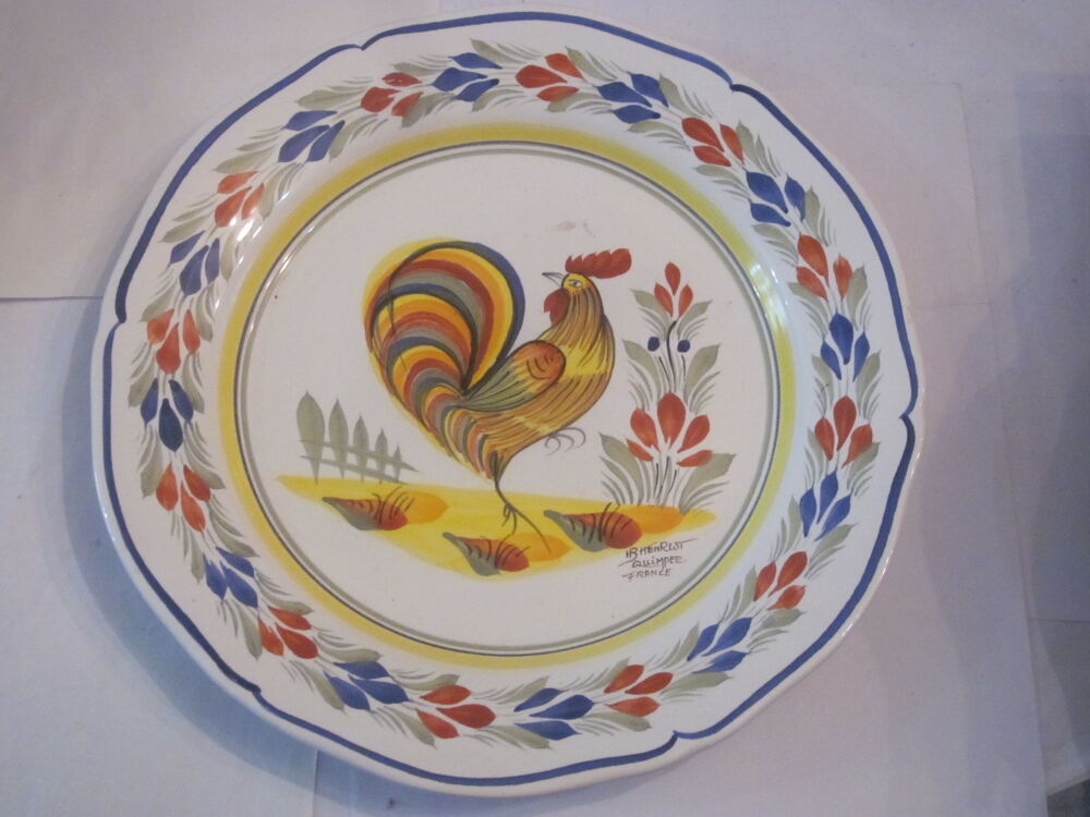 ASSIETTE HB HENRIOT QUIMPER d&eacute;cor COQ 