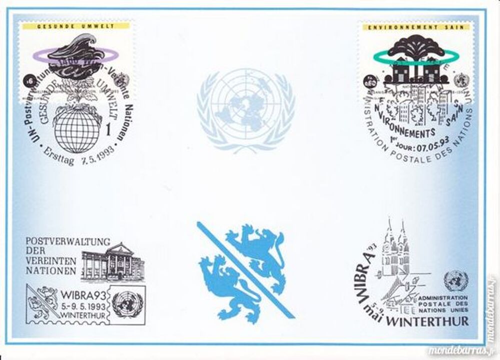 Timbres _ carte postale nations unies - etat neuf 