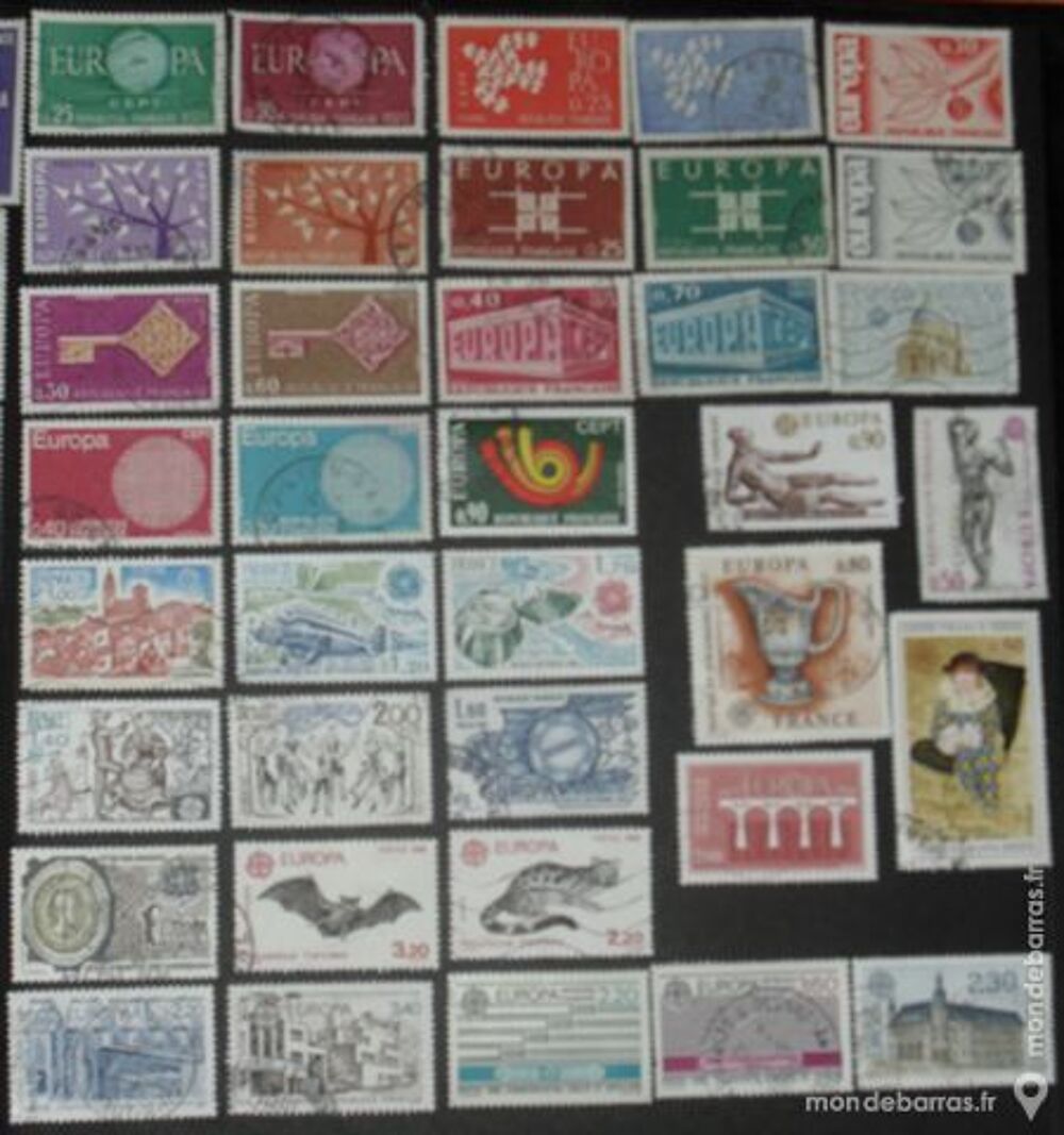Lot de 77 timbres oblit&eacute;r&eacute;s EUROPA de France. 