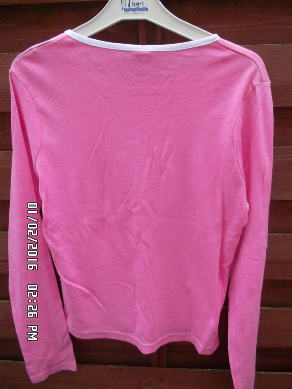 TEE SHIRT MANCHES LONGUES ROSE*JUSTE 2E*KIKI60230 Vêtements