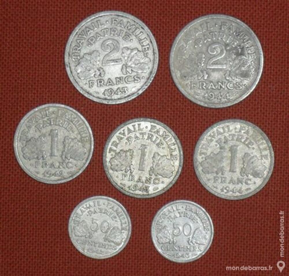 Lot de 7 pi&egrave;ces Bazor de l'Etat Fran&ccedil;ais 