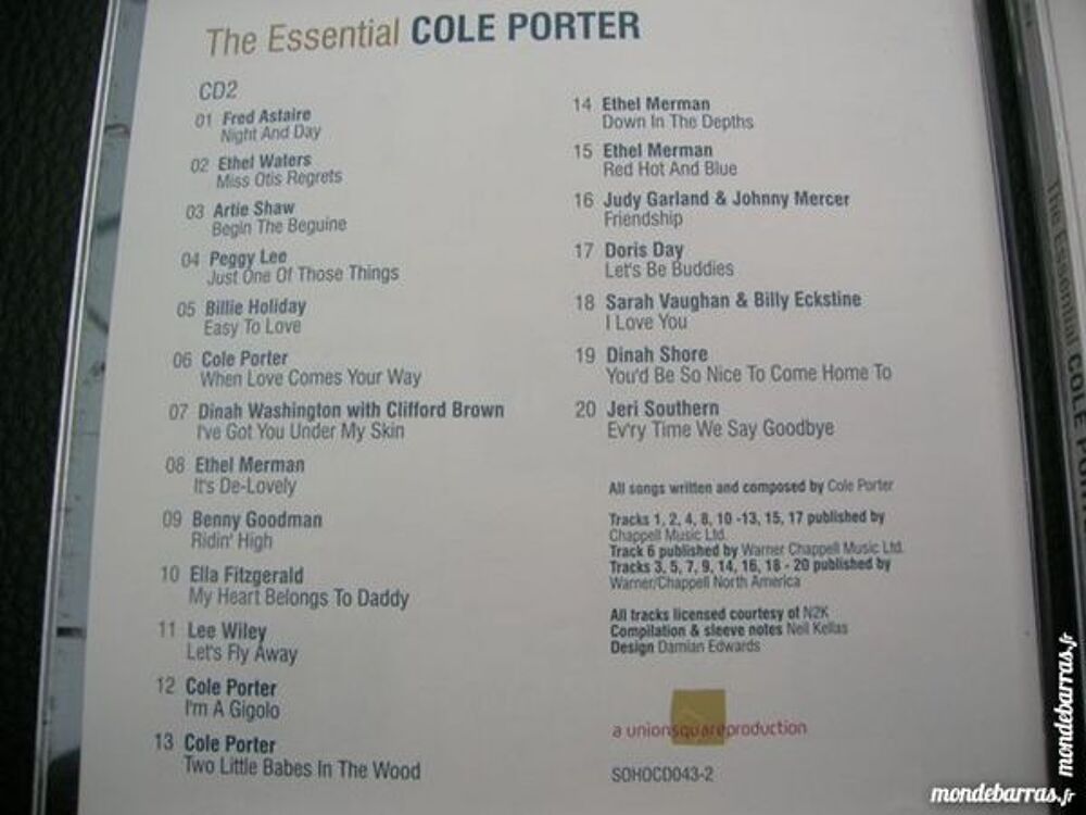 CD COLE PORTER The essential VOLUME 2 CD et vinyles