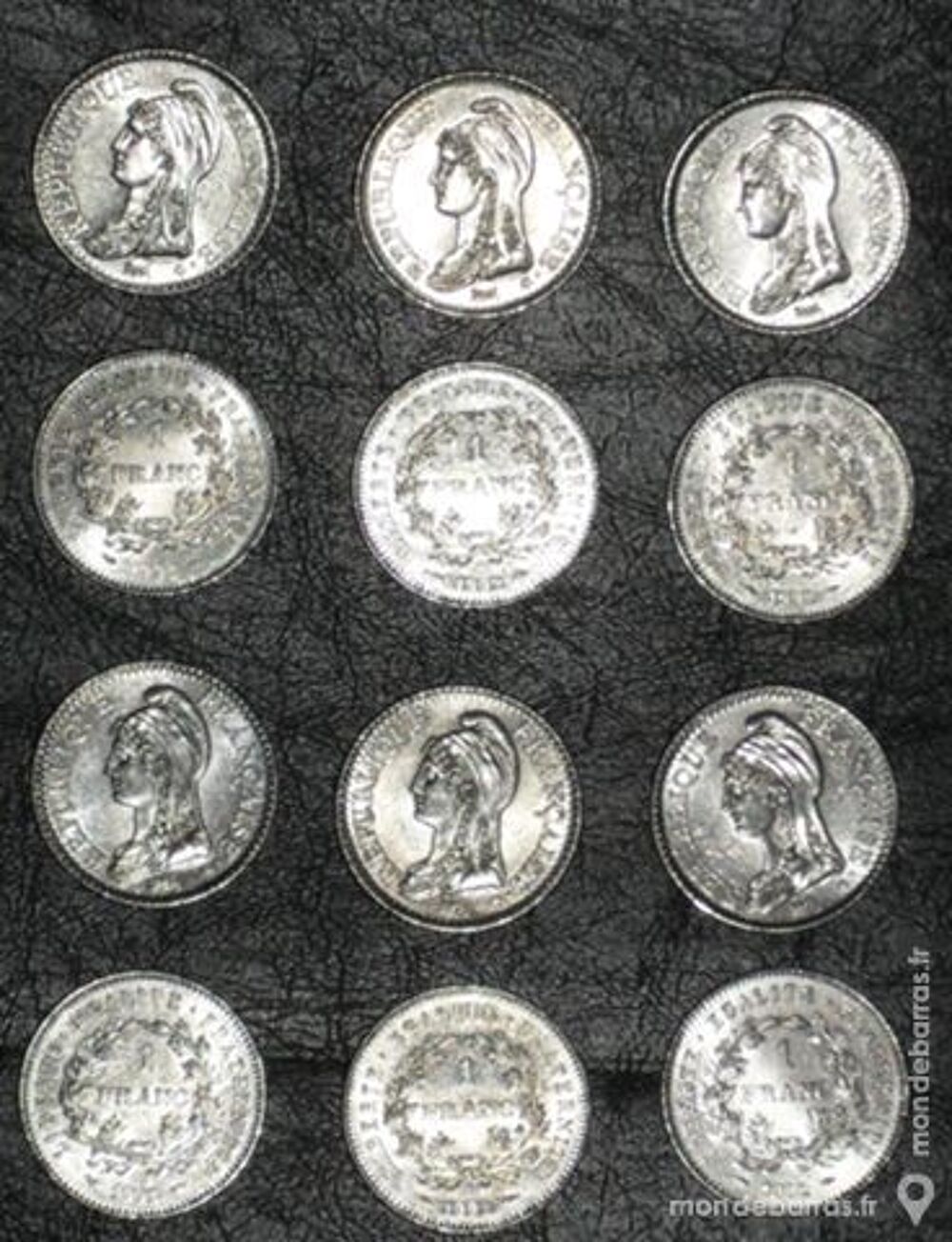 12 pi&egrave;ces de 1 Franc la R&eacute;publique 