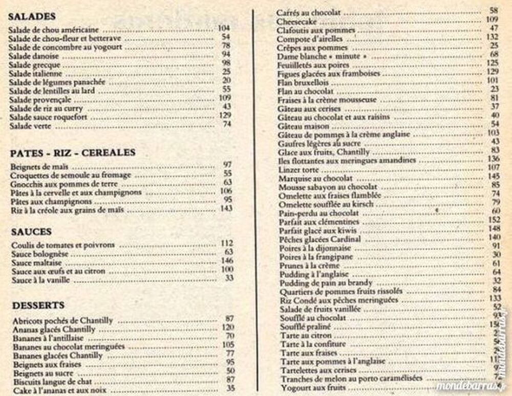 MENUS ET RECETTES- COLSON Livres et BD